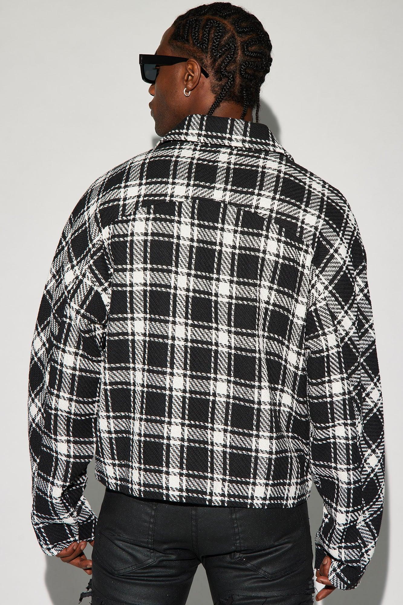 Fitch Tweed Plaid Cropped Jacket - Black/combo Product Image