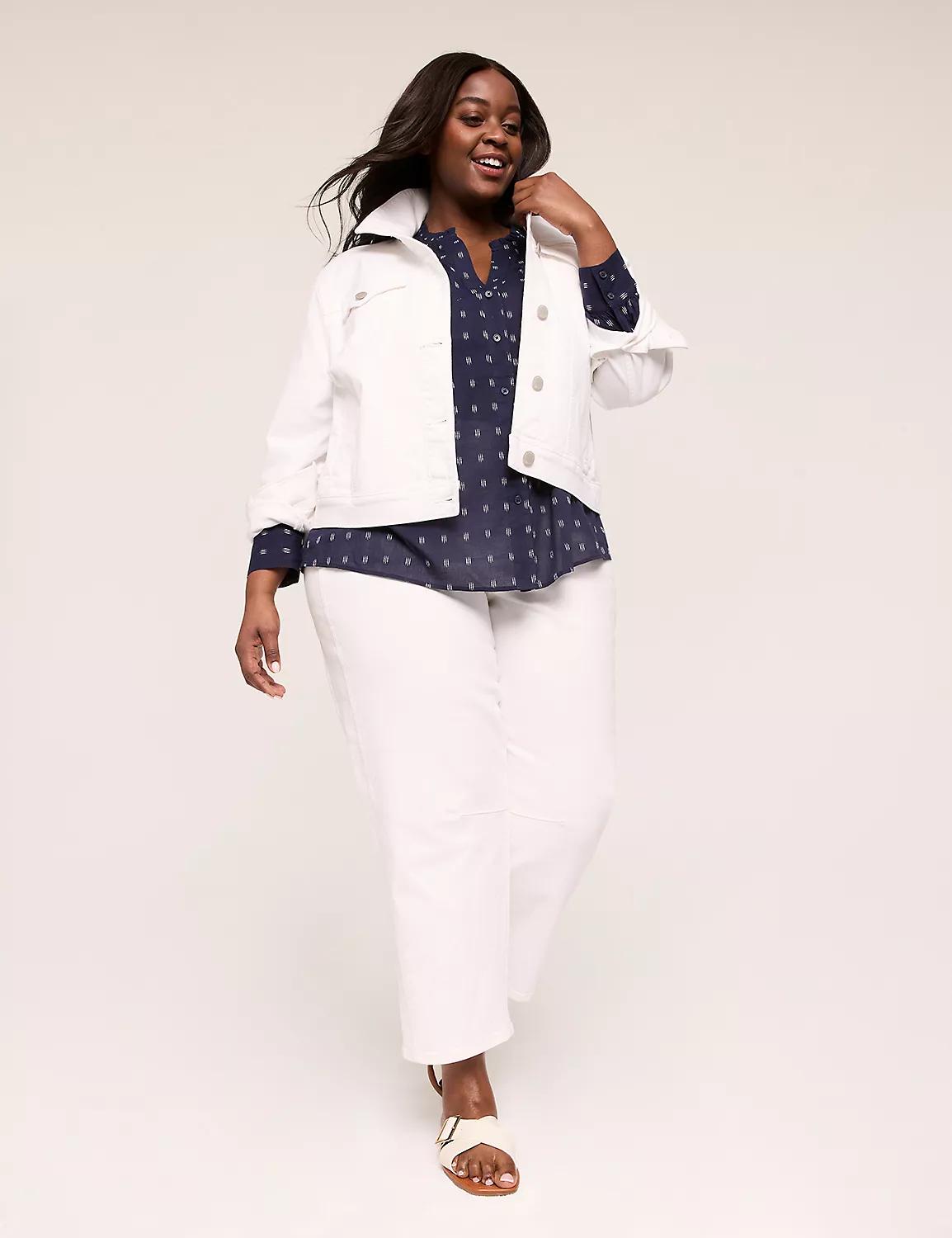 Swing Split-Neck Button-Front Blouse Product Image