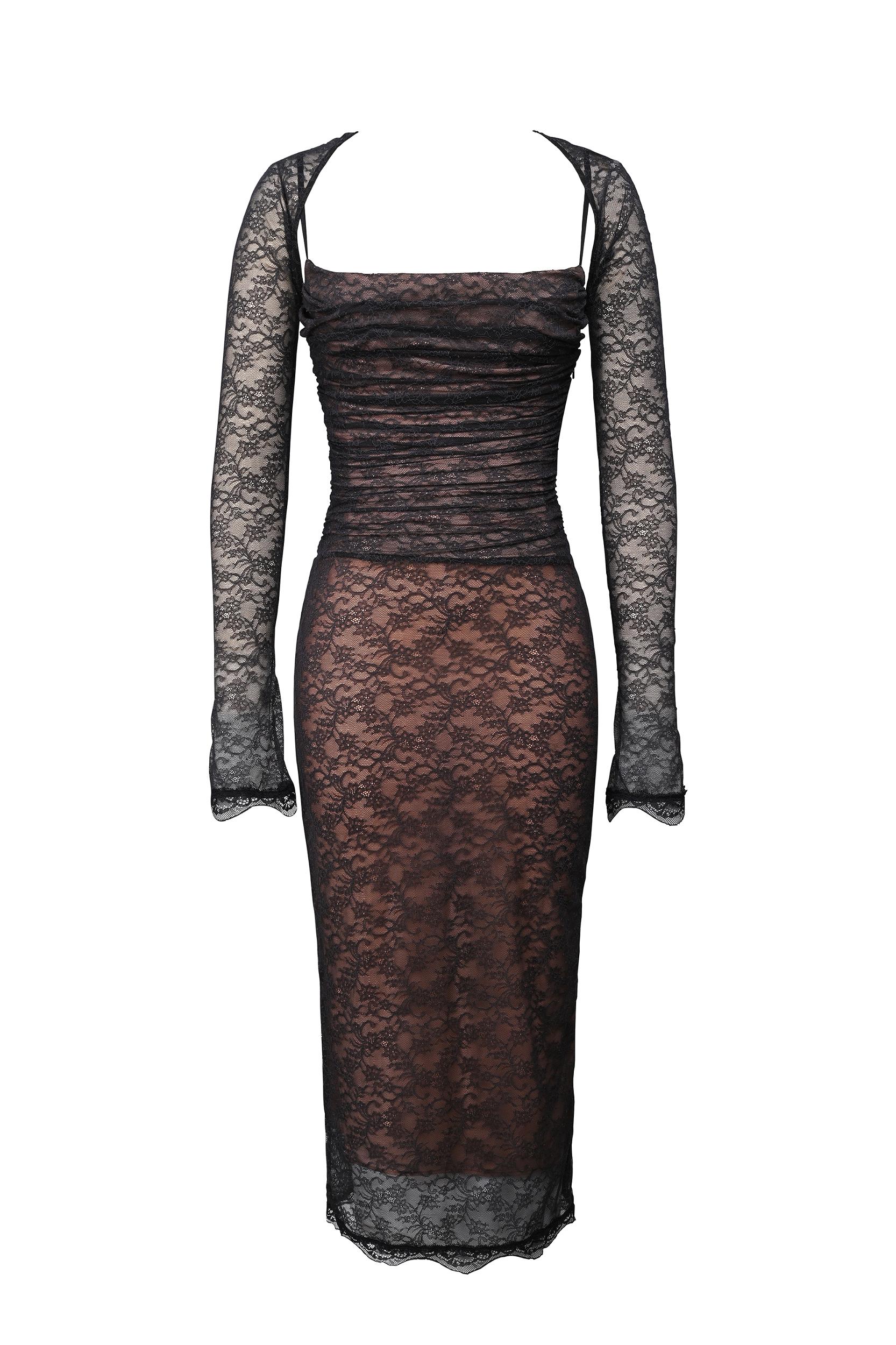 Gaia  black lace corset midi dress Product Image