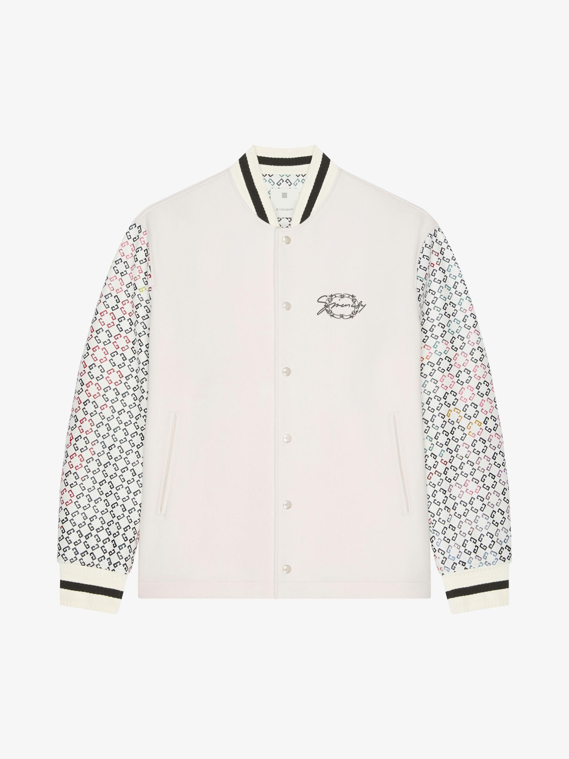 Varsity jacket in wool and monogram 72 leather Product Image