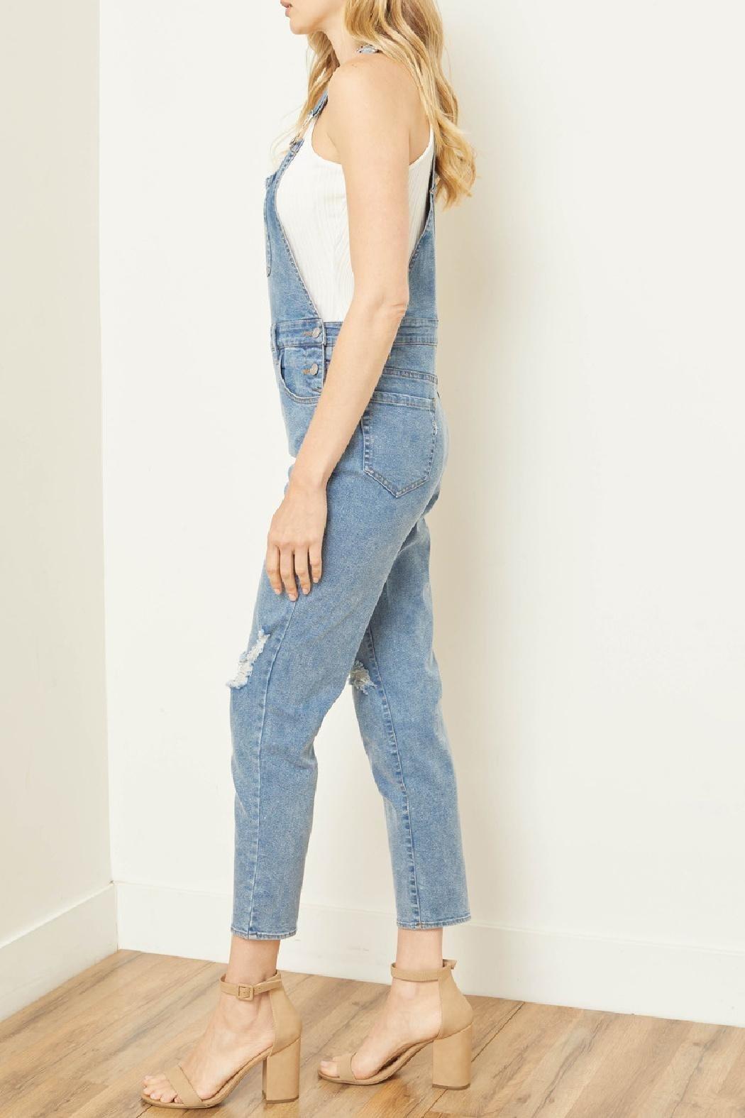 Distressed Denim Overalls Product Image