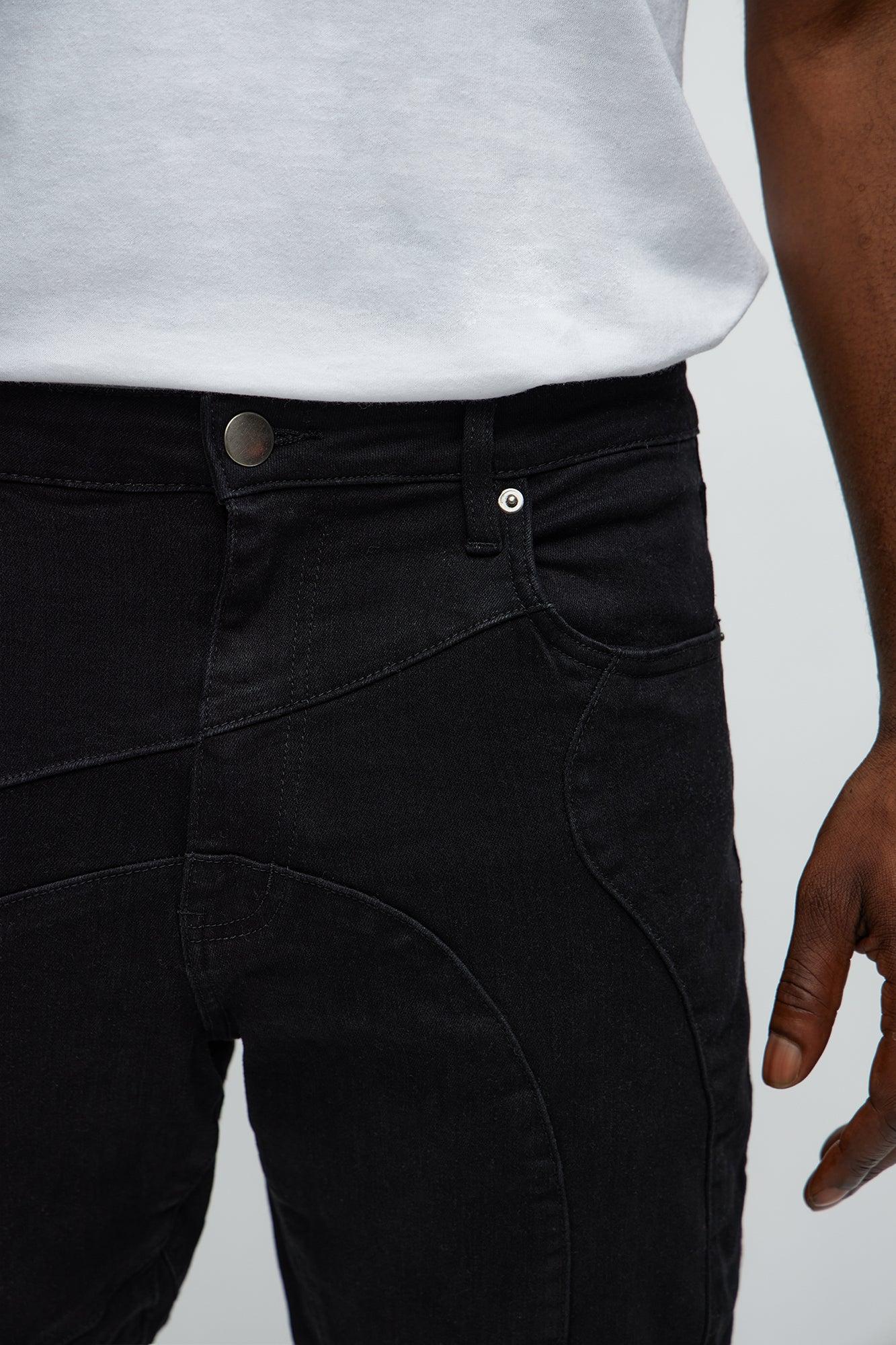 Have A Good One Paneled Stacked Slim Flare Jeans - Black Product Image