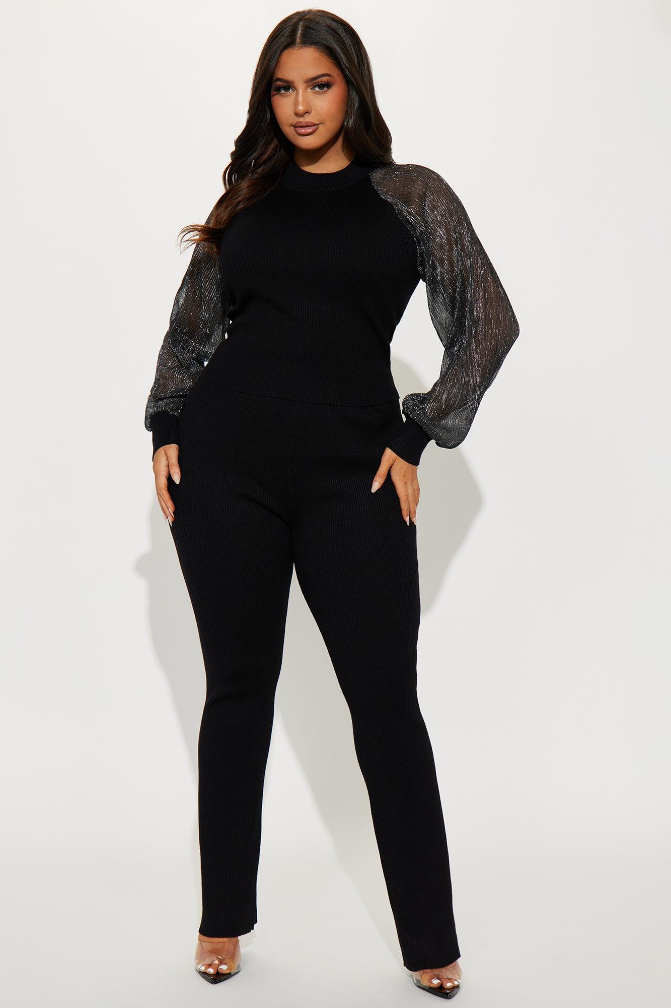 Perfect Party Sweater Pant Set - Black Product Image