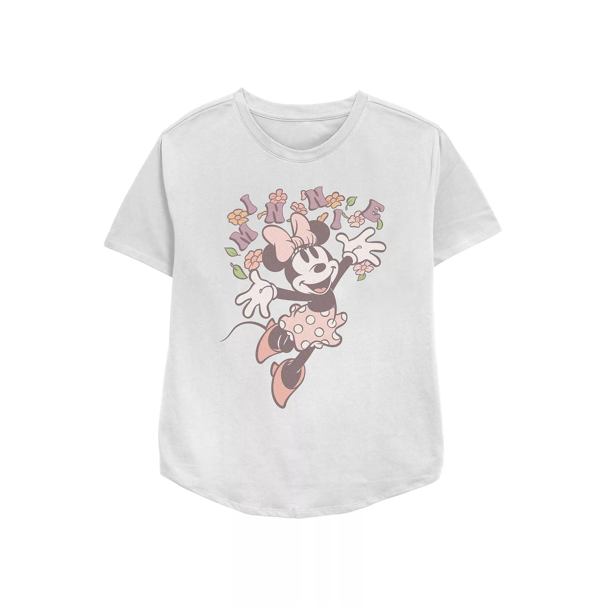 Disney's Minnie Mouse Spring Playful Women's Relaxed Fit Graphic Tee, Size: Medium, White Product Image