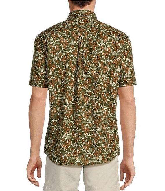 Roundtree & Yorke Short Sleeve Slub Floral Print Sport Shirt Product Image
