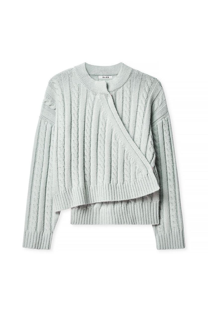 Cable Knitted Wrap Sweater Product Image