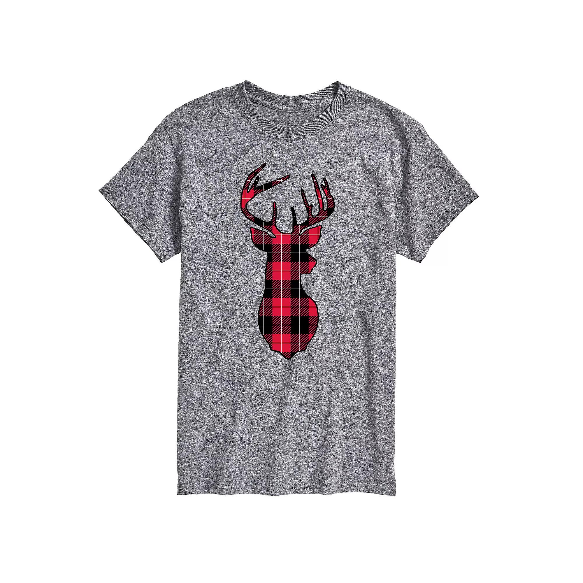 Big & Tall Buffalo Plaid Deer Tee, Men's,  Product Image