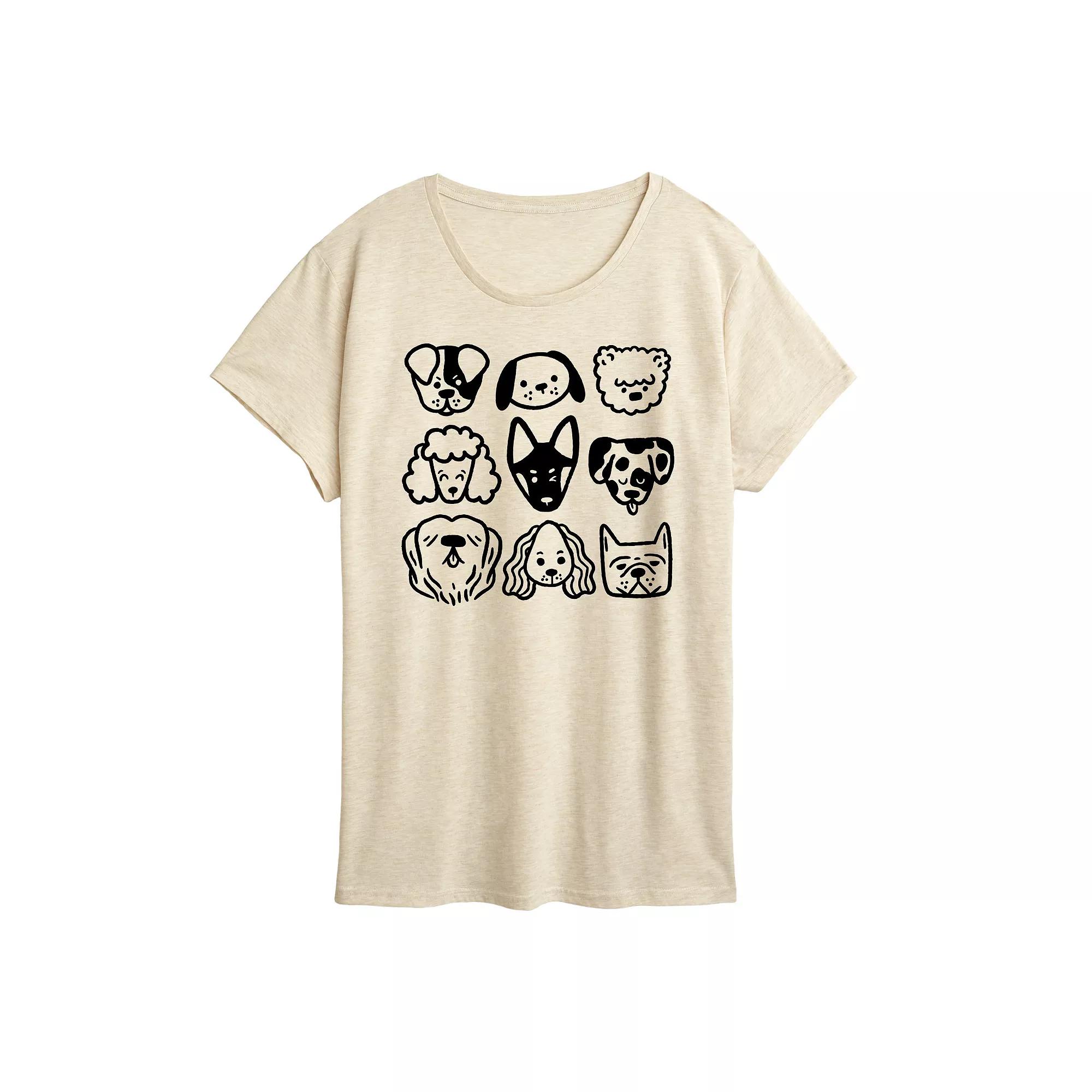 Women's Dog Faces Grid Graphic Tee,  Product Image