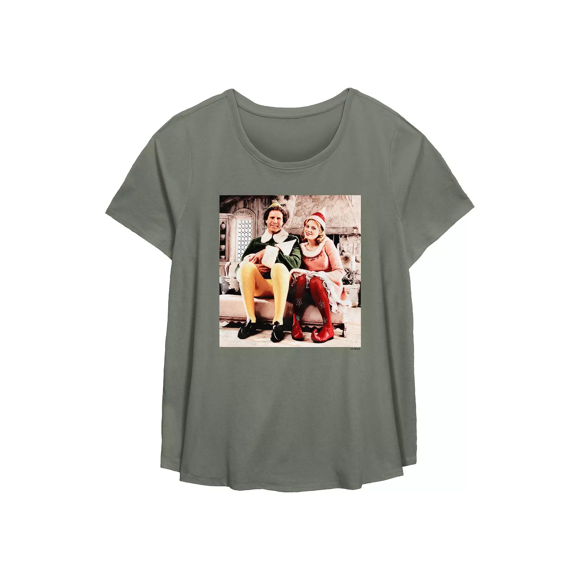 Plus Size Elf Buddy And Jovie Portrait Flowy Graphic Tee, Womens Green Product Image