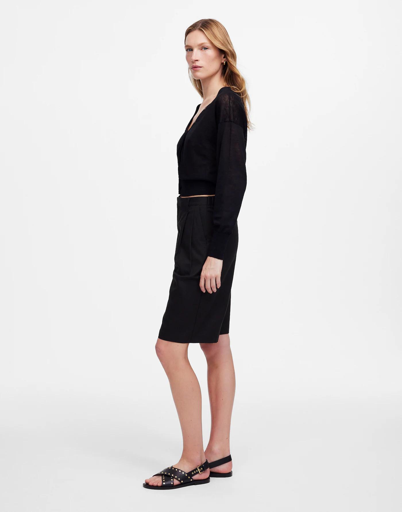 Relaxed Pleated Trouser Shorts in Drapey Twill Product Image