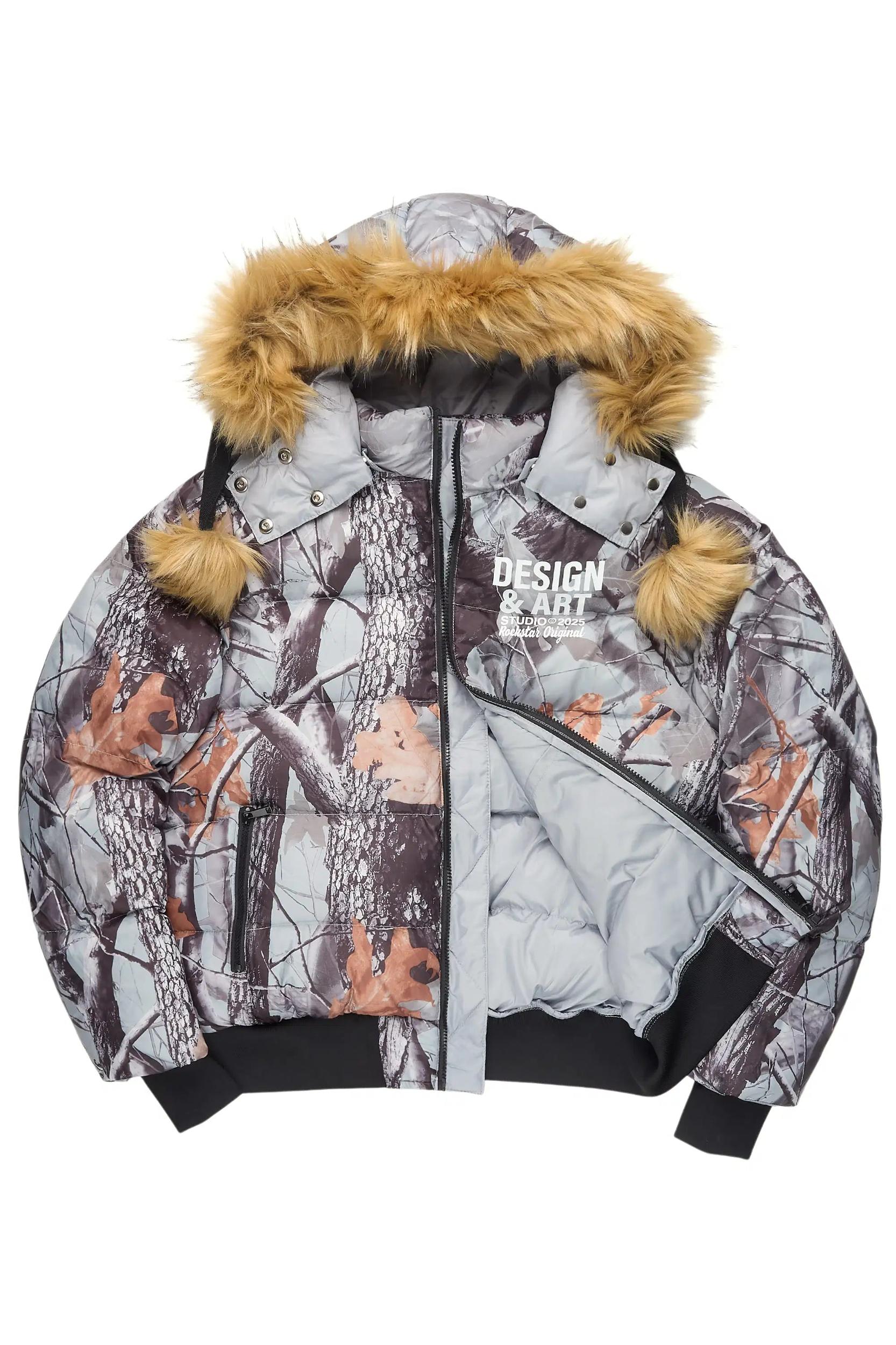 Benita Grey Tree Camo Puffer Jacket Female Product Image