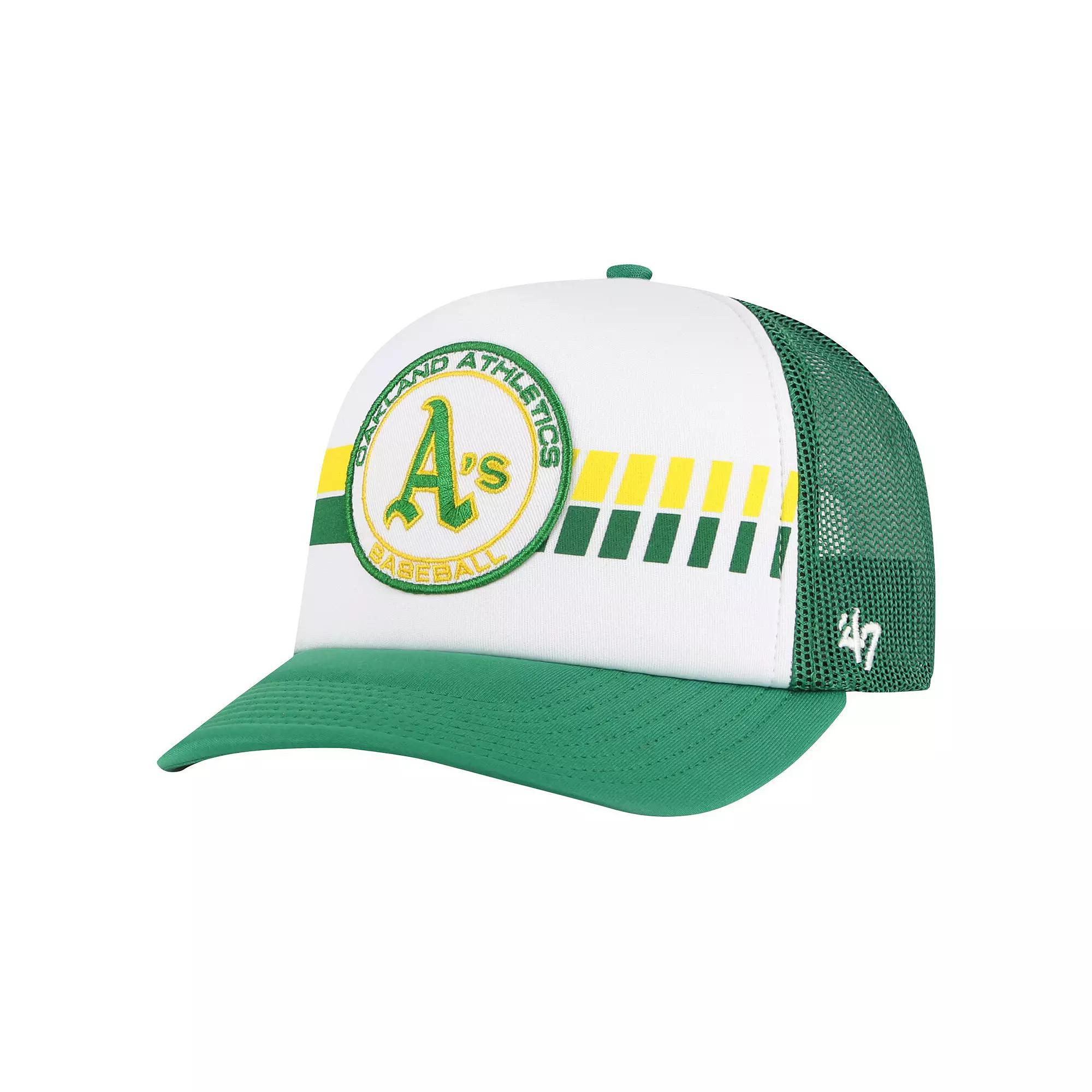 Men's '47 White/Green Oakland Athletics Cooperstown Collection Wax Pack Express Trucker Adjustable Hat Product Image
