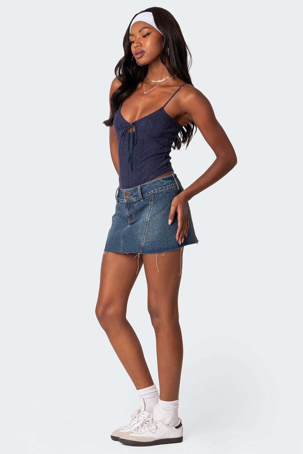 Lacey Knit Cut Out Bodysuit Product Image