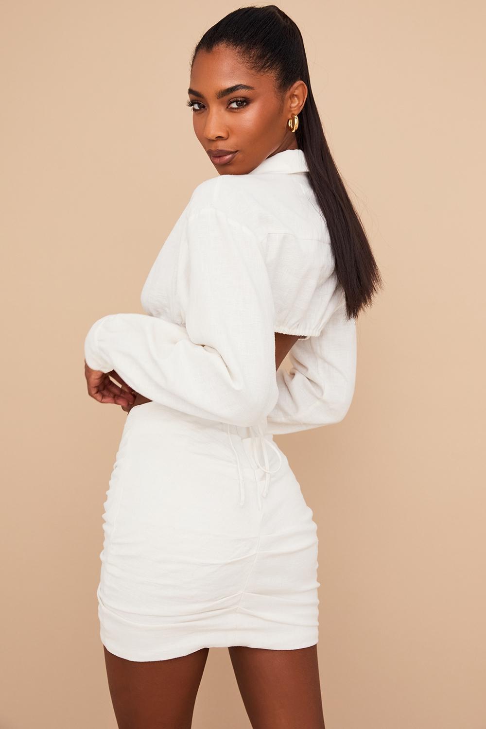 Iris  off white wrap around cropped shirt Product Image