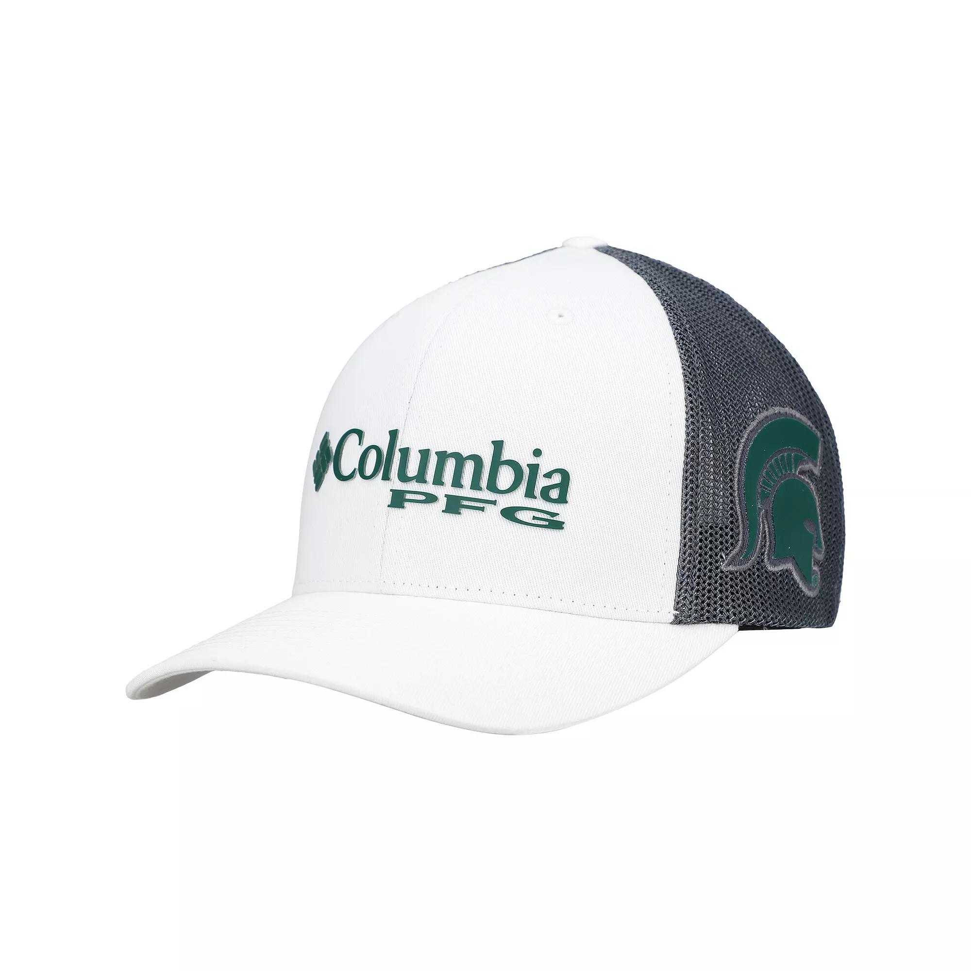 Men's Columbia White Michigan State Spartans PFG Snapback Adjustable Hat Product Image