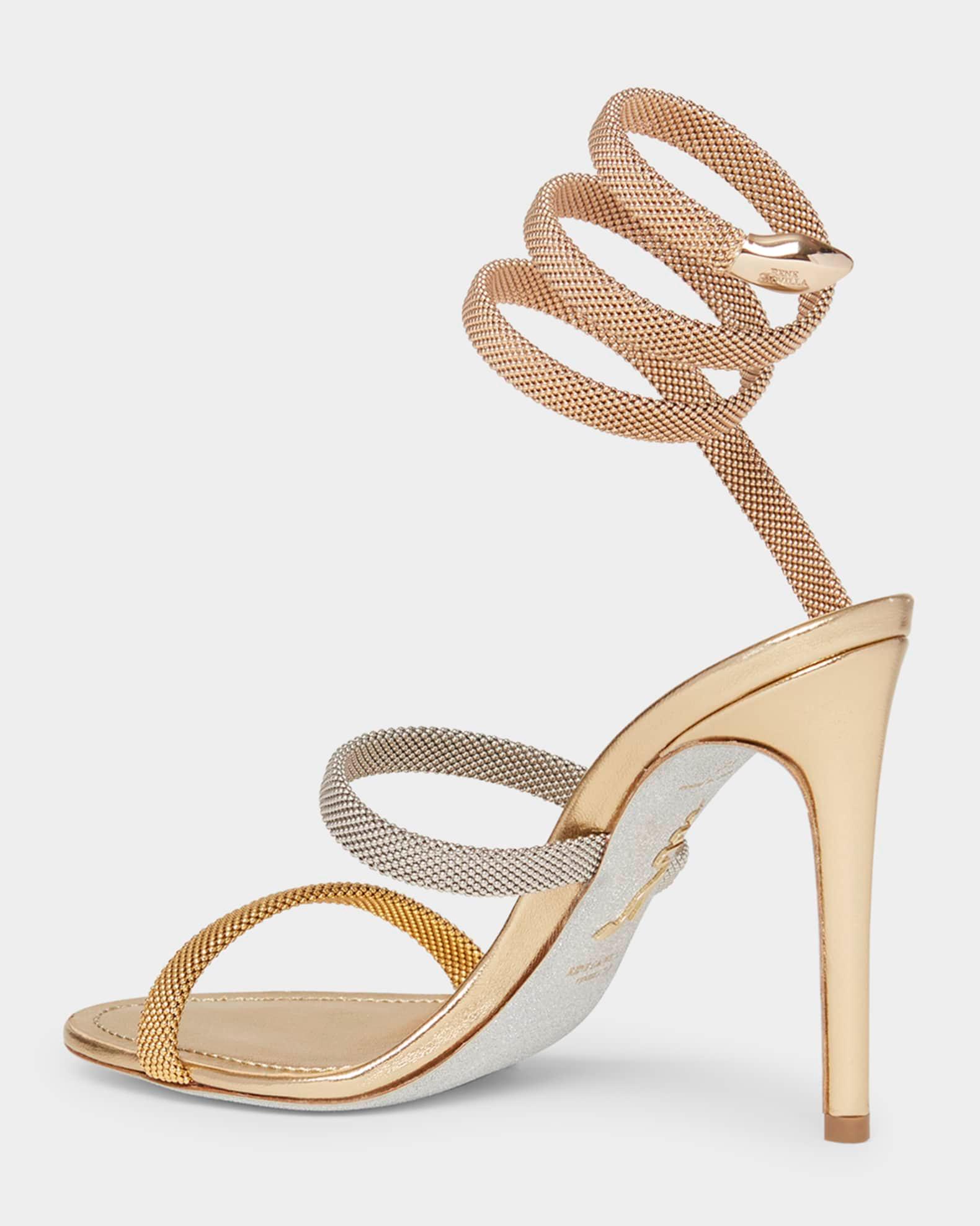 Cleo Gold-Filled Brass Snake-Wrap Sandals Product Image