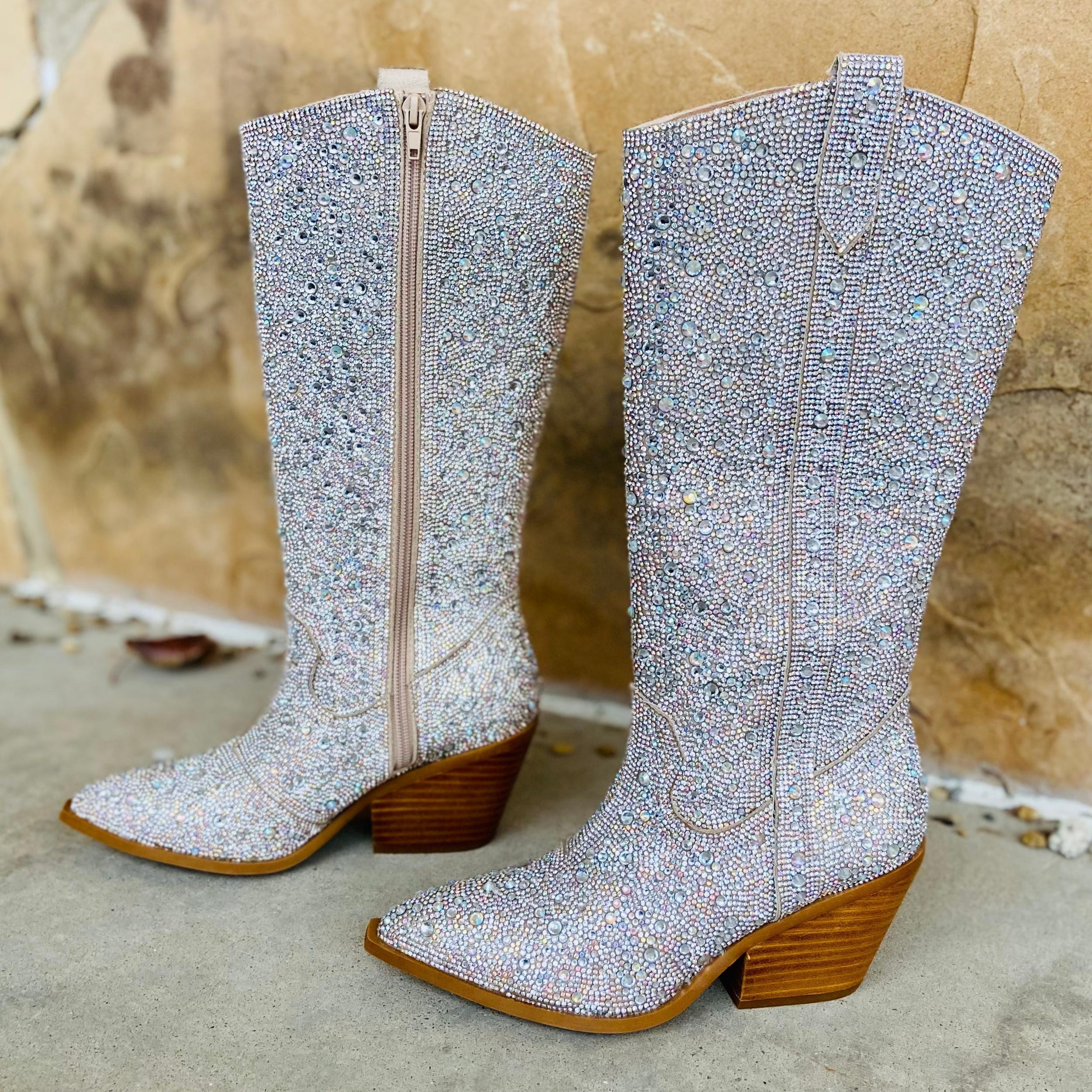 Glitz & Glam Silver Rhinestone Boots* Girls Product Image