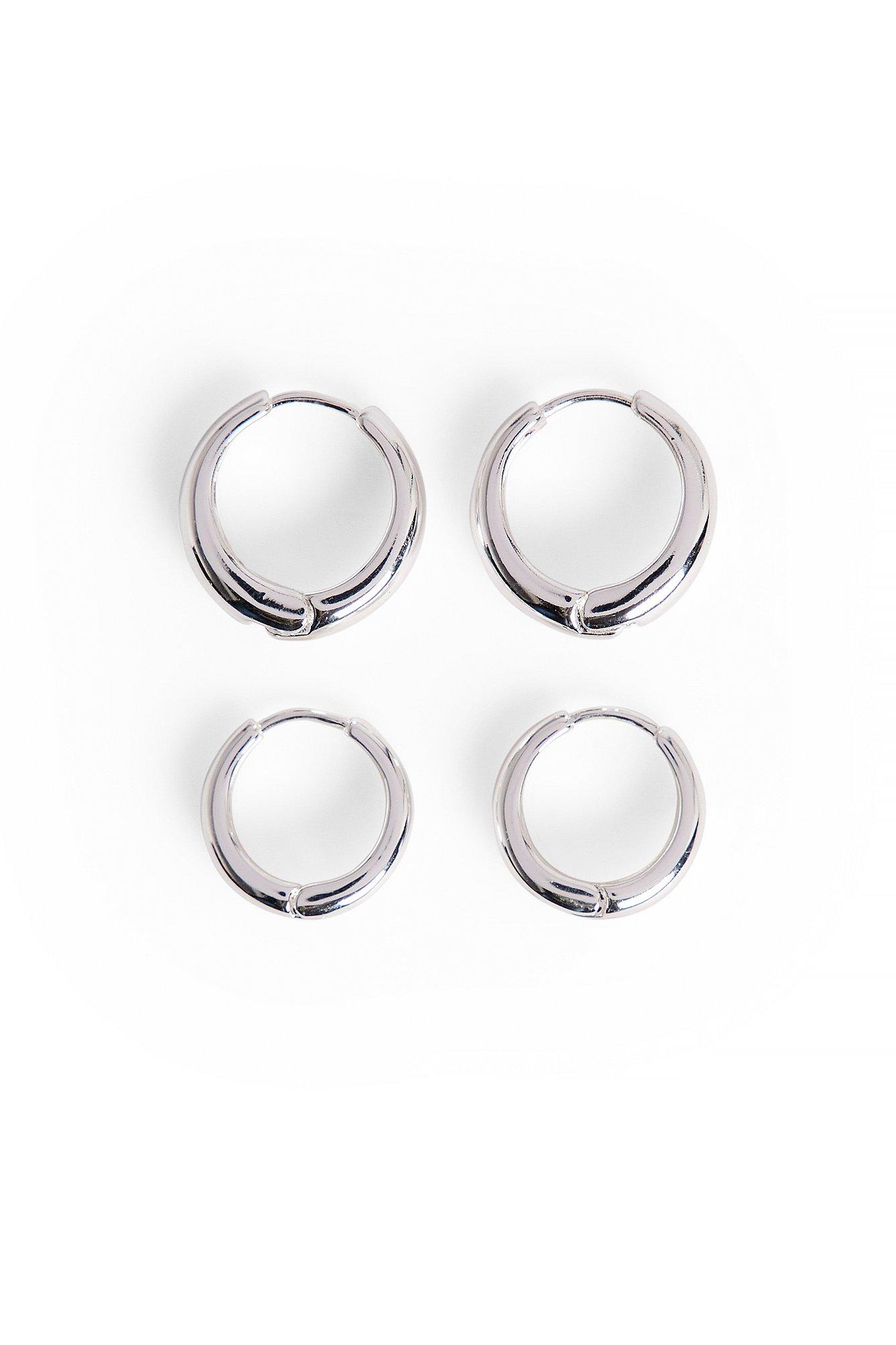 2-Pack Silver Plated Basic Chubby Hoops Product Image