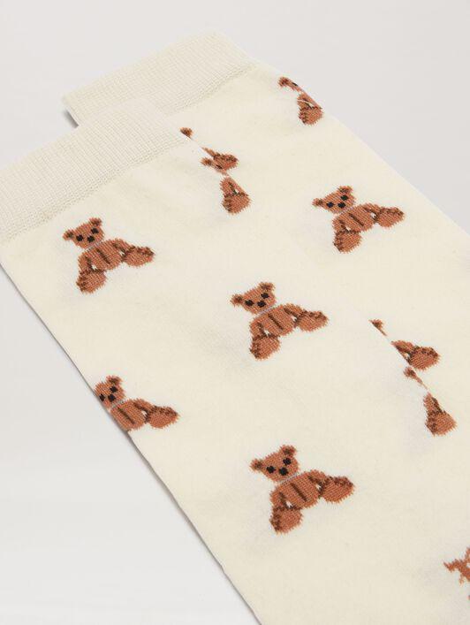 MINI BEAR MONOGRAM SOCKS BUTTER - MULTIC Product Image