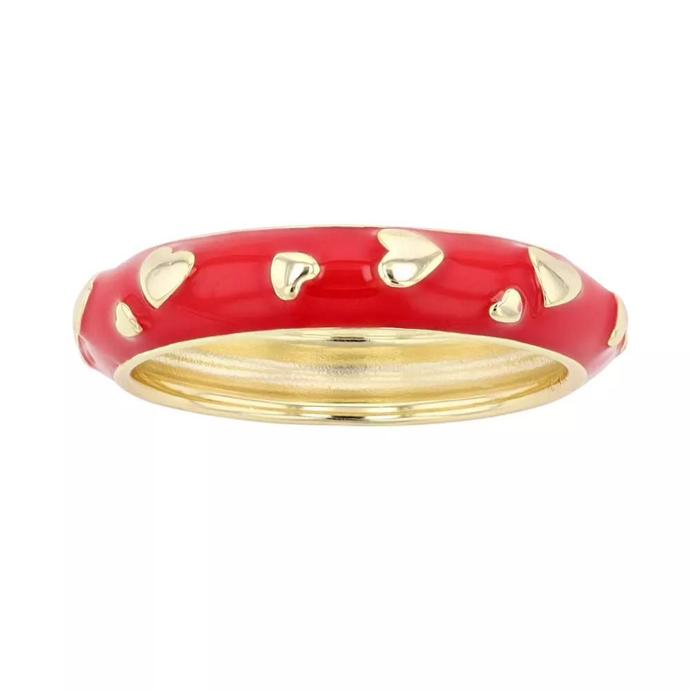 14k Gold Over Silver Enamel Heart Stacking Band, Womens Red Product Image