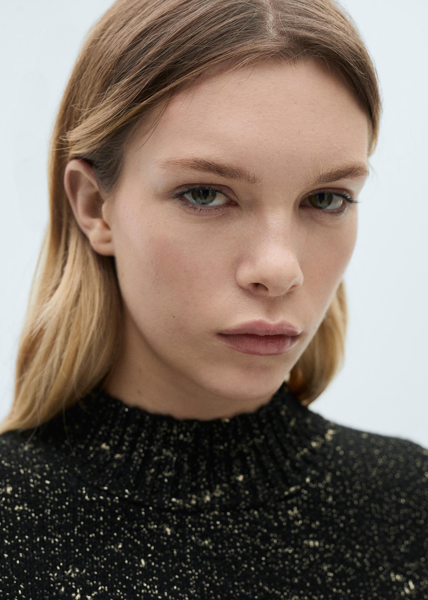 Lurex sweater with perkins neck - Women | MANGO USA Product Image