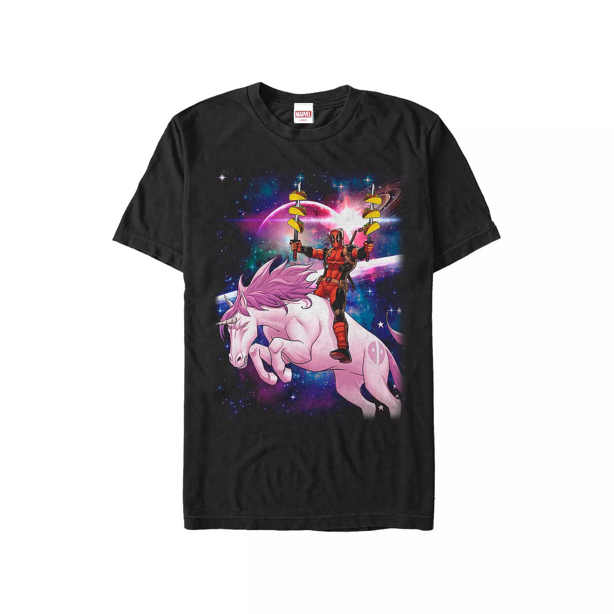 Men's Marvel Deadpool Pink Unicorn Ride Graphic Tee,  Product Image