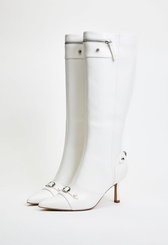 JustFab Margaux Platform Loafer Pump Womens Black/ White Size 8.5 Product Image