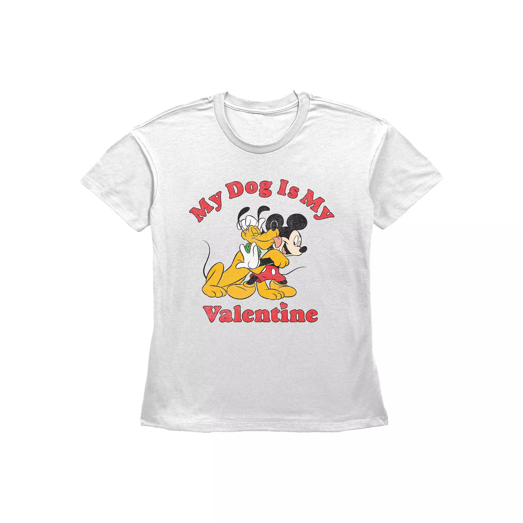 Disney's Mickey Mouse And Pluto My Dog Is My Valentine Women's Graphic Tee,  Product Image