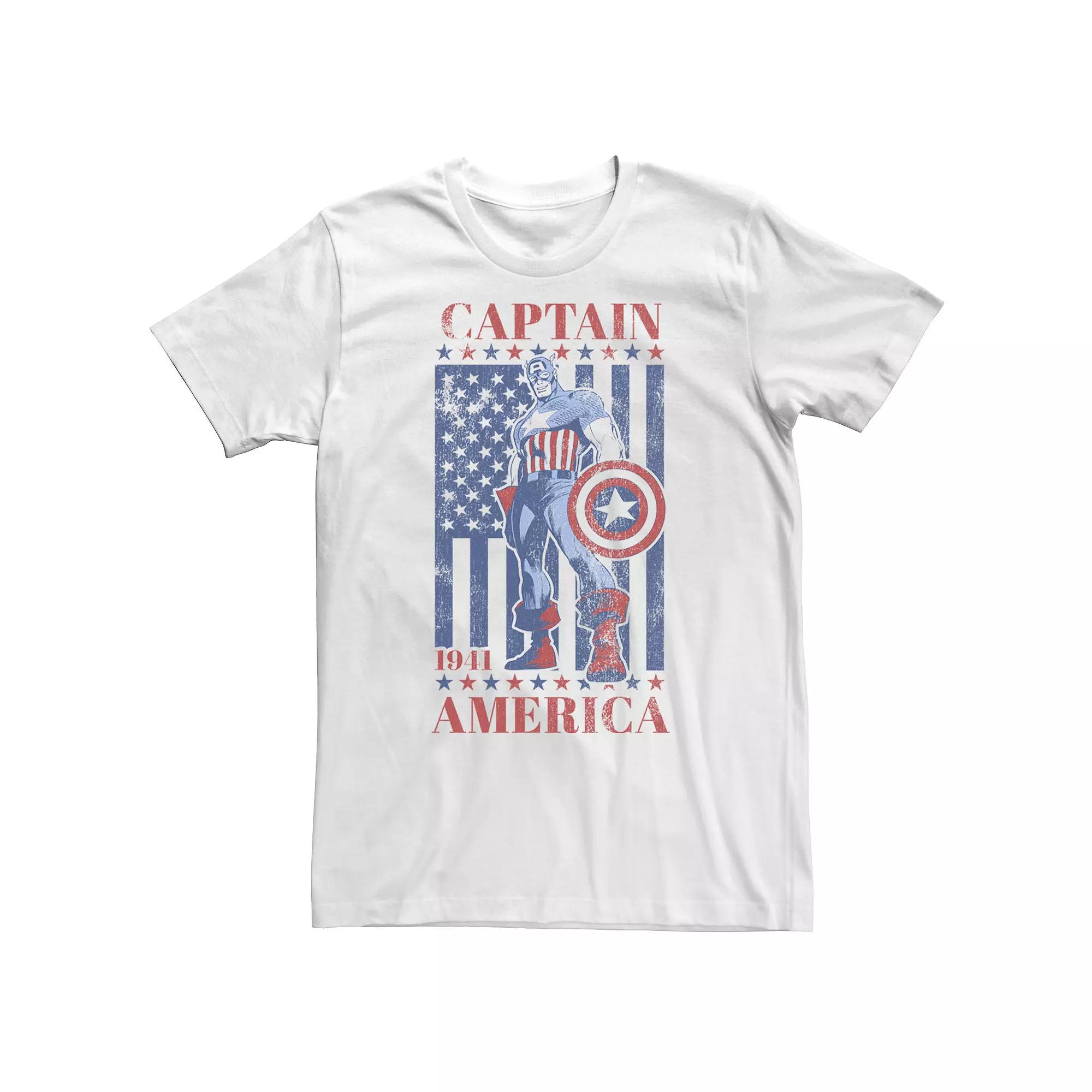 Big & Tall Marvel Captain America Vintage Flag 1941 Tee, Men's, Size: 4XL, White Product Image