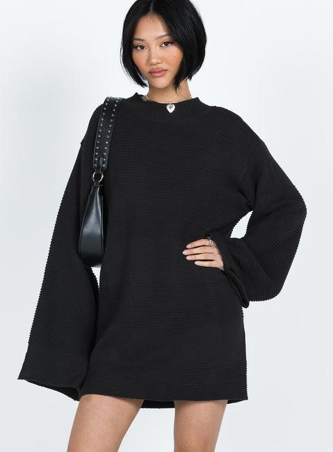 Cheyenne Knit Sweater Dress Black Product Image