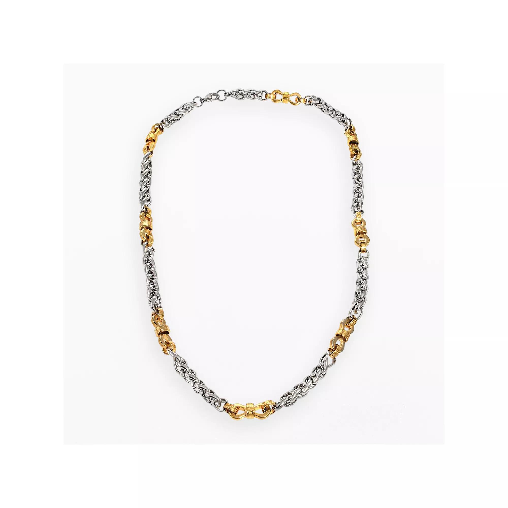 Stainless Steel and Yellow Immersion-Plated Stainless Steel Necklace - Men, Men's, Size: 22", Grey Product Image