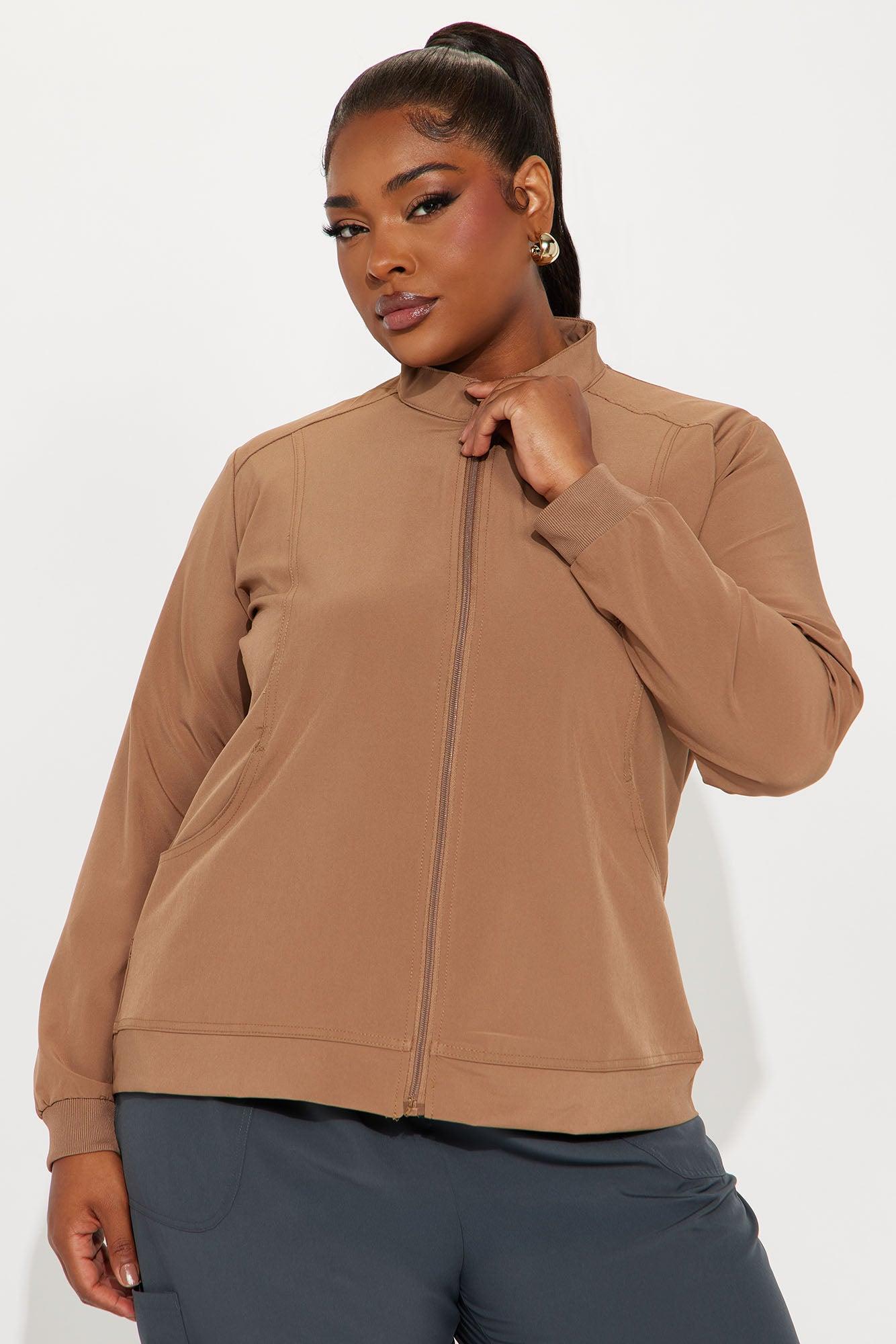 On The Daily Scrub Uniform Zip Up Jacket - Chocolate Product Image