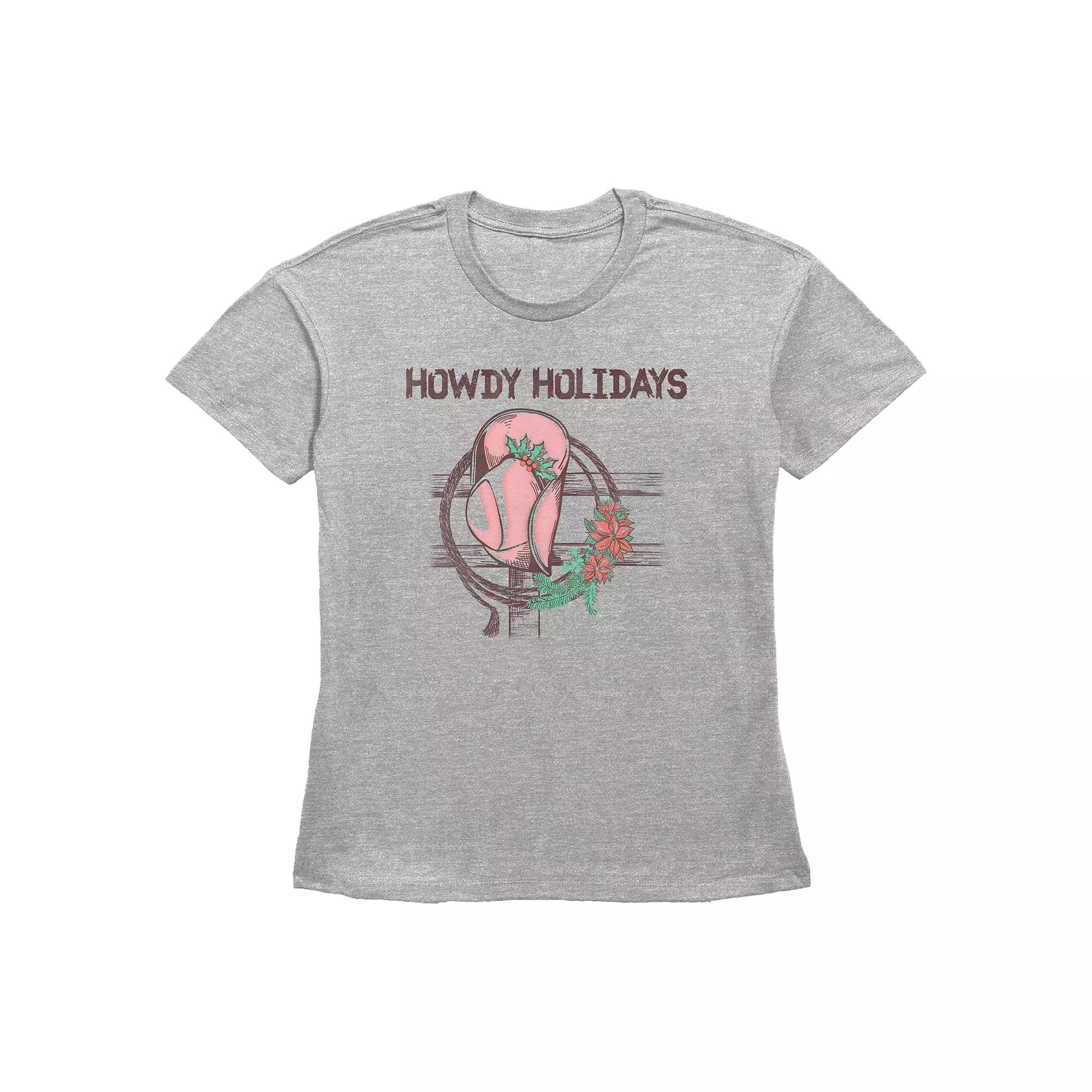 Women's Howdy Holidays Cowgirl Hat Graphic Tee,  Product Image