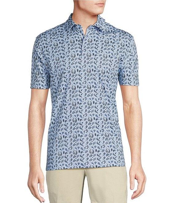 Cremieux Blue Label Paisley Print Interlock Short Sleeve Polo Shirt Product Image