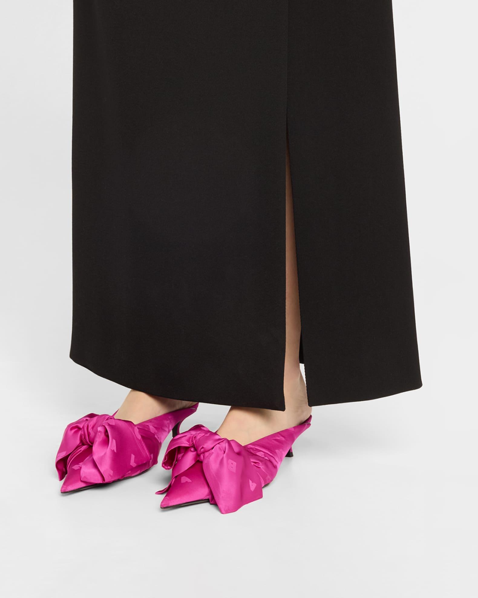 Knife Lavalière Logo Jacquard Bow Mule Pumps Product Image