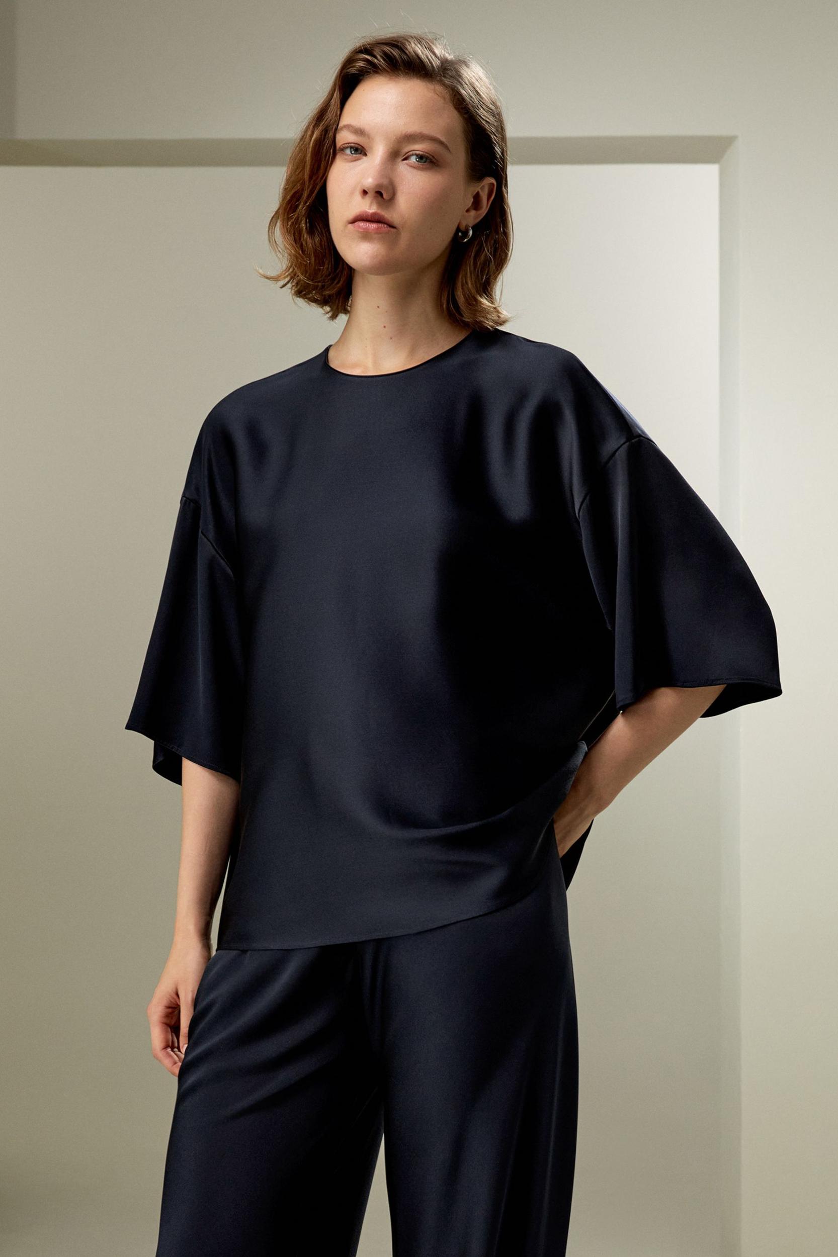 Relaxed Silk Crewneck Blouse Product Image