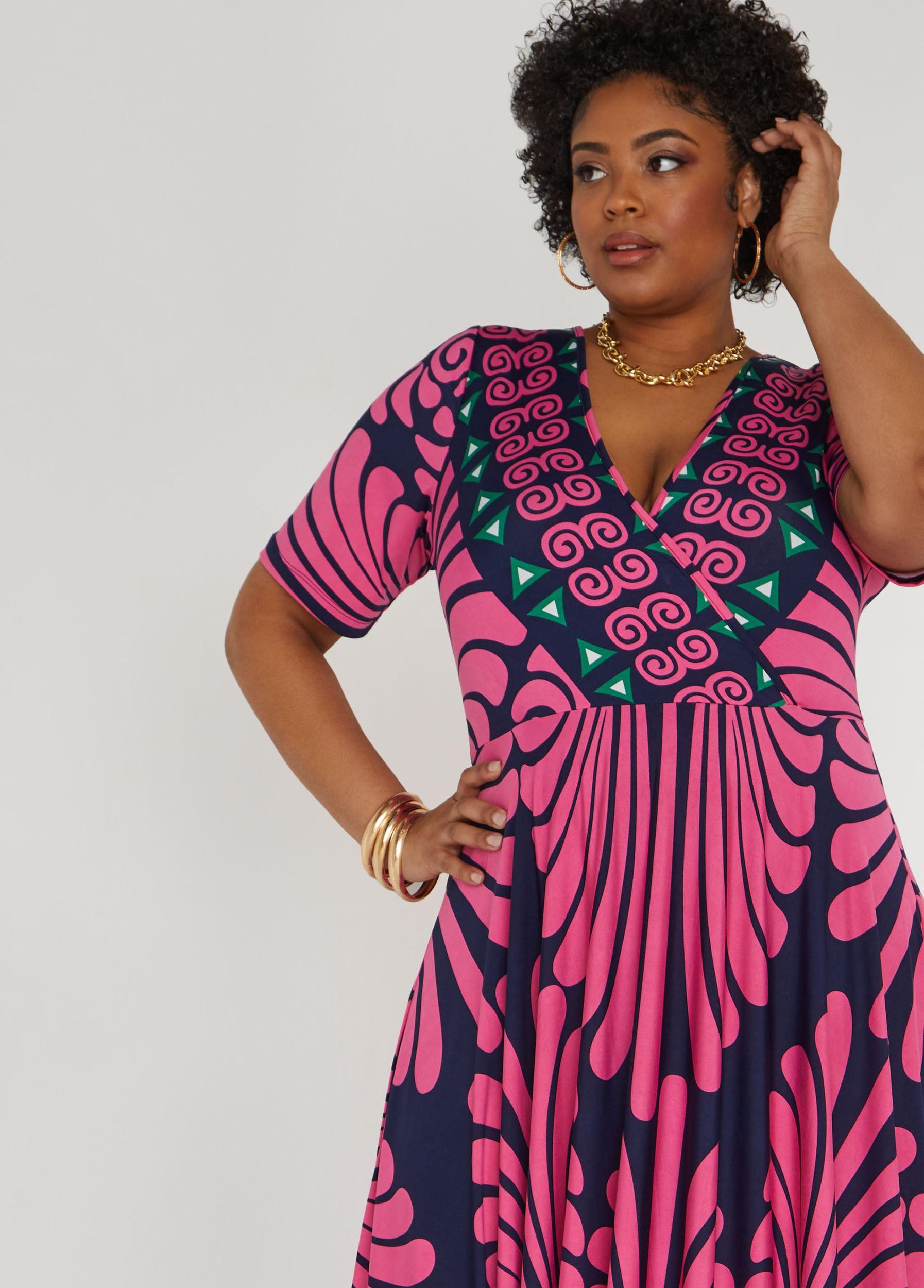 Printed Faux Wrap Maxi Dress Product Image