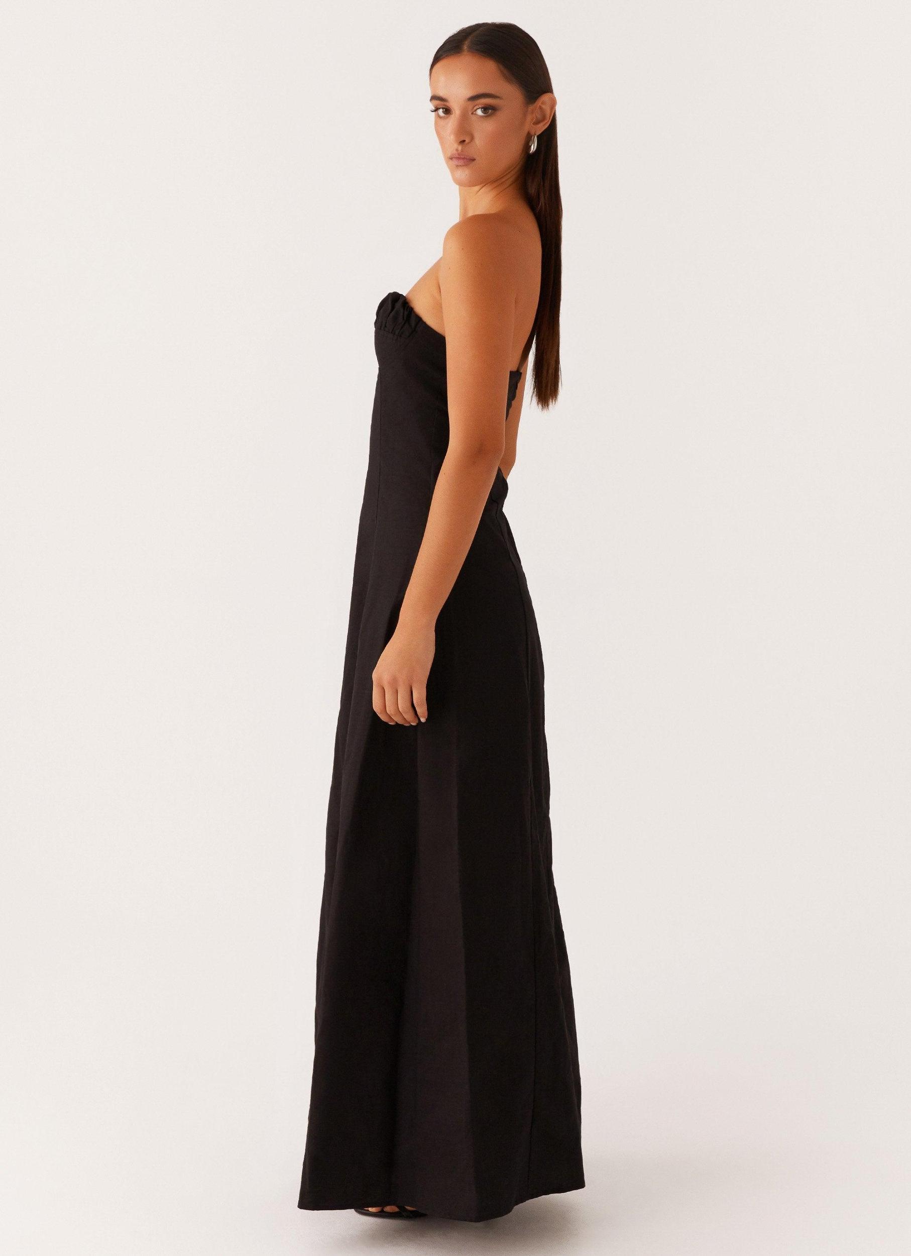 Tayla Linen Maxi Dress - Black Product Image