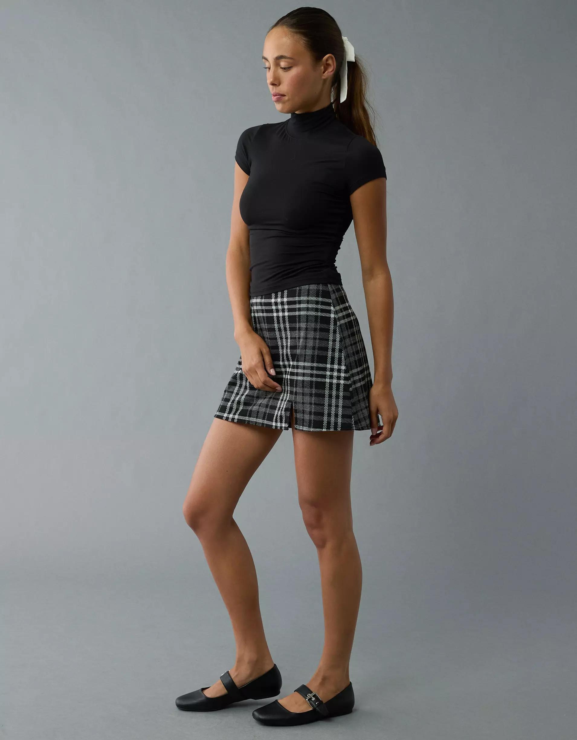 AE It Knit Plaid Skort Product Image