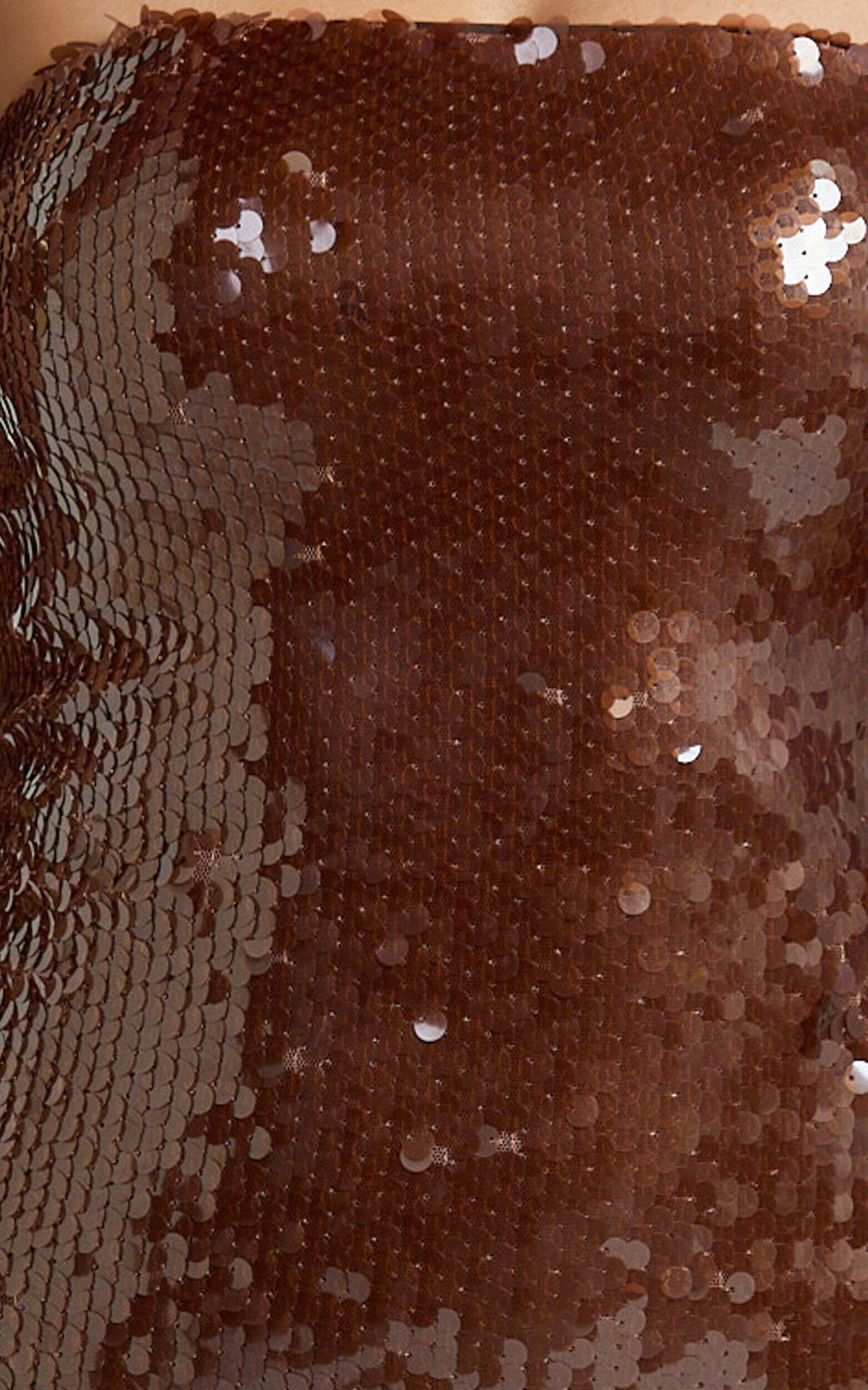 Jemma Mini Dress - Sequin Strapless Bodycon Dress in Chocolate Product Image