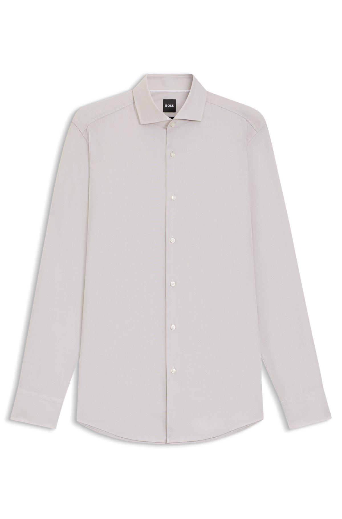 Slim-fit shirt in a structured cotton blend Product Image