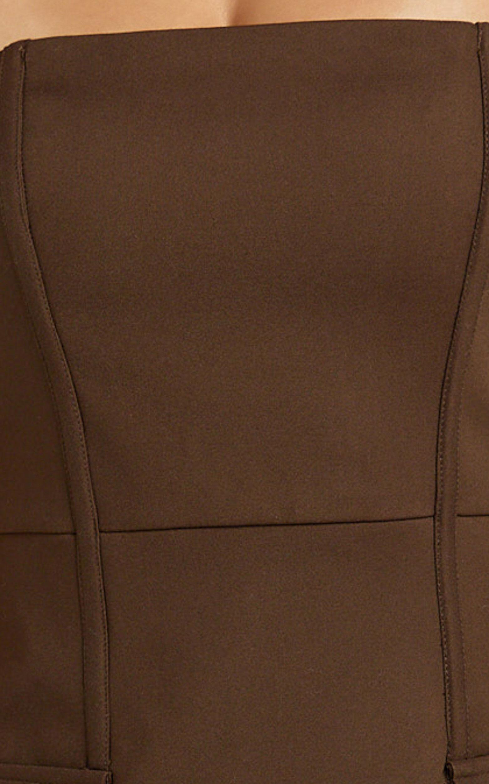 Octavia Mini Dress - Strapless A Line Wrap Skirt Dress in Chocolate Product Image