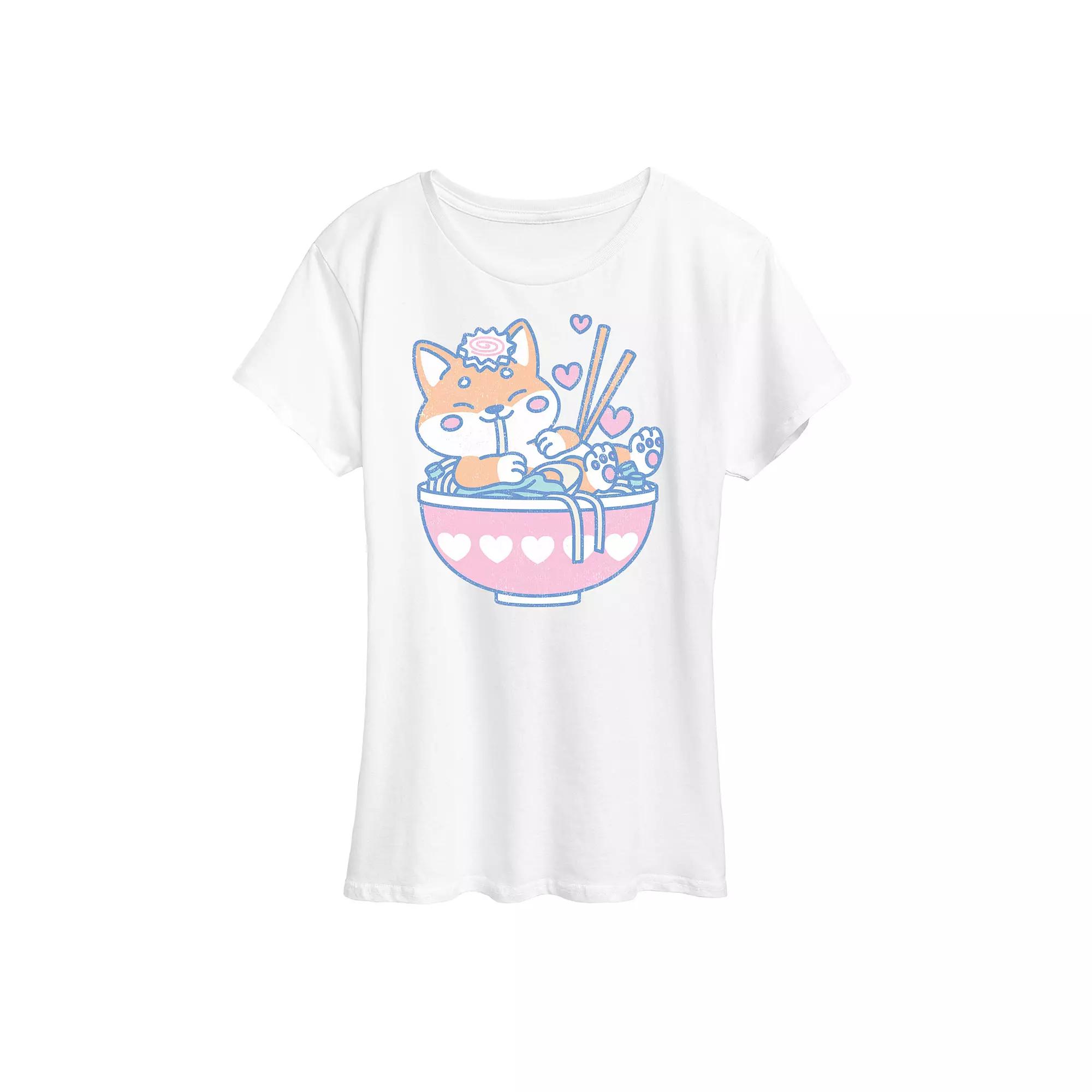 Women's Kawaii Ramen Shiba Inu Graphic Tee,  Product Image