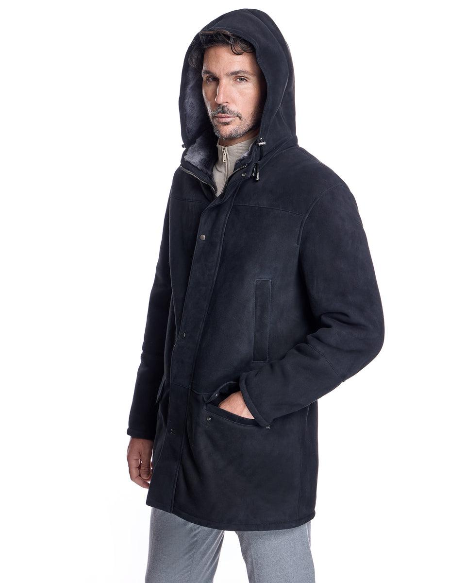 Men's Shearling Hooded Coat Product Image