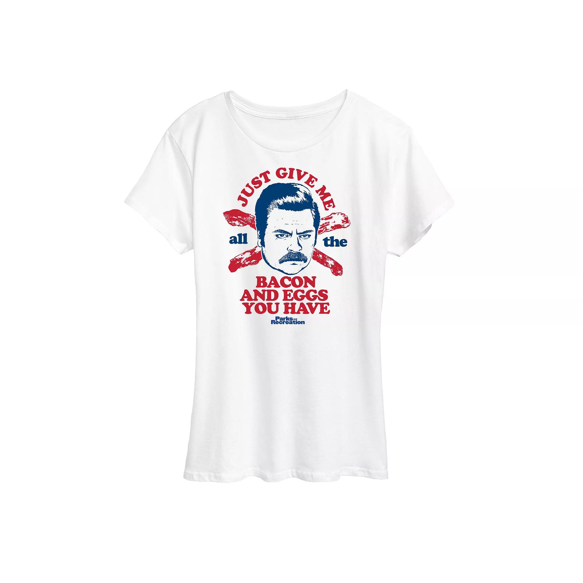 Women's Parks & Rec Ron Bacon Eggs Graphic Tee, Girl's,  Product Image