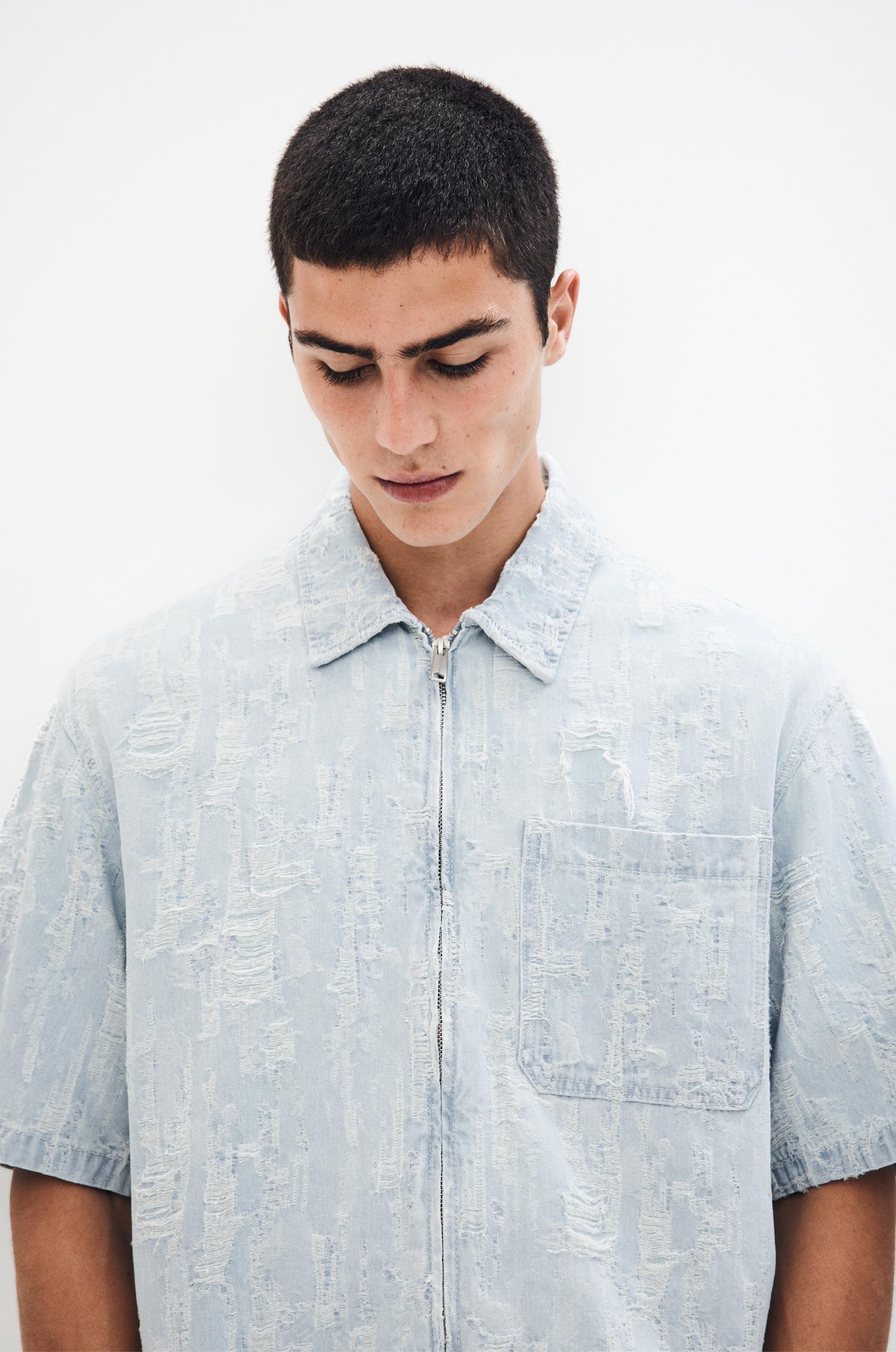 Jacquard denim shirt Product Image