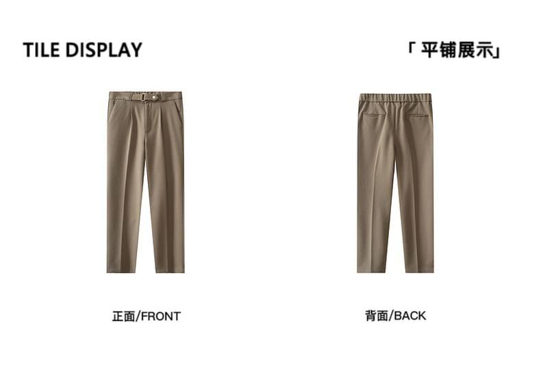 Mid Rise Plain Wide Leg Crop Dress Pants Product Image