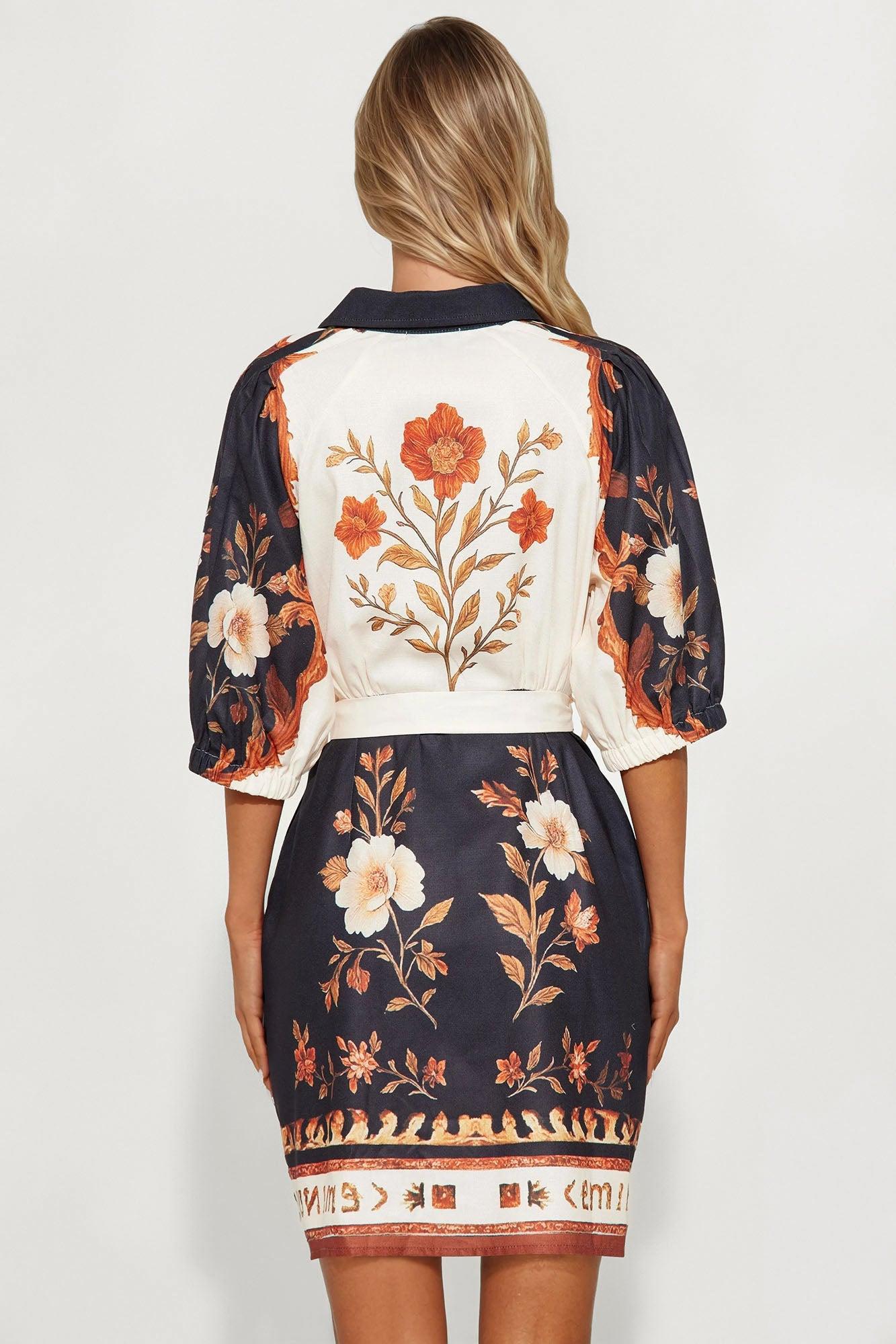 Kendall Floral Shirt Mini Dress - Black/combo Female Product Image