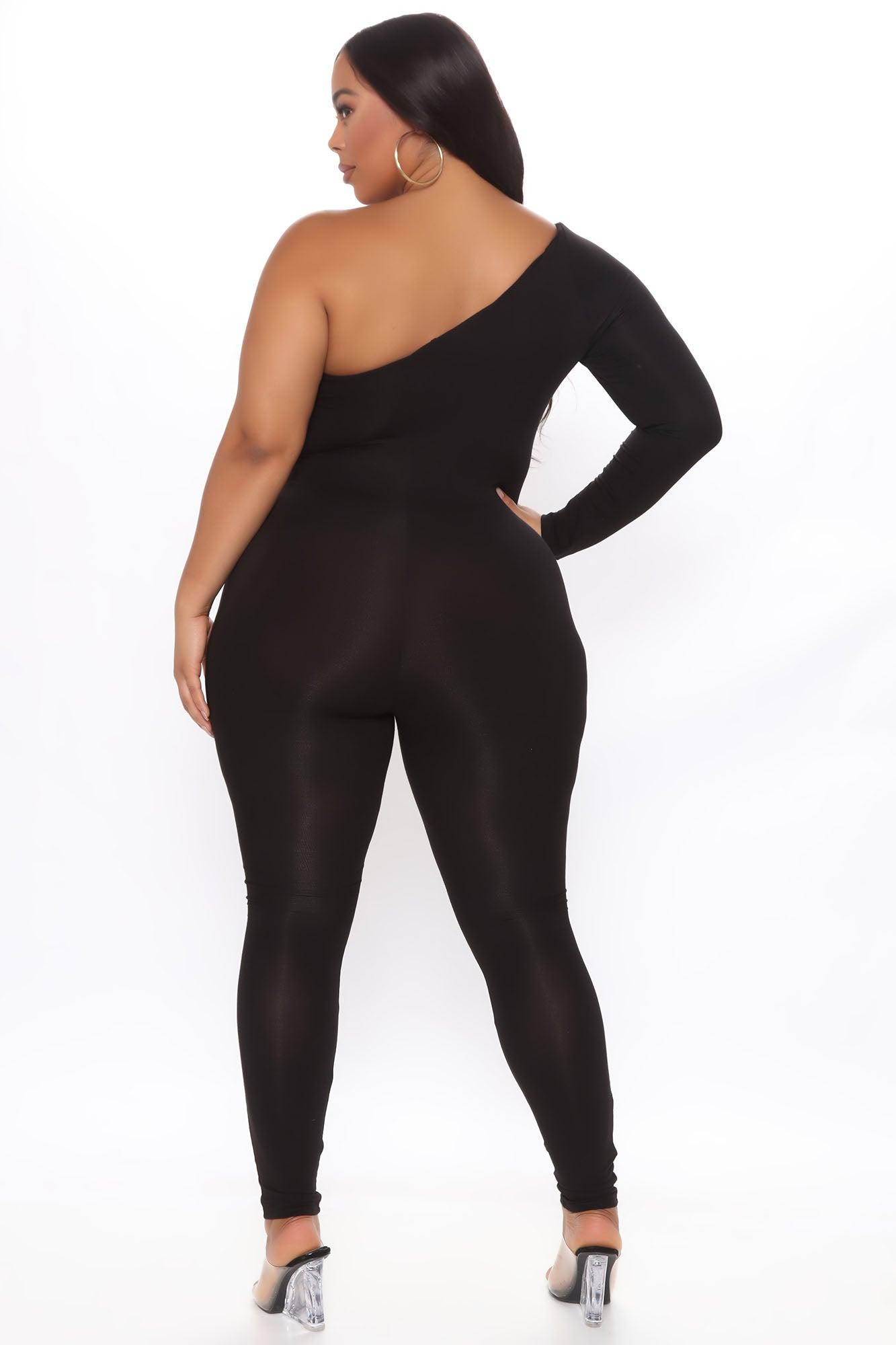 Nova Season Long Sleeve One Shoulder Jumpsuit - Black Product Image