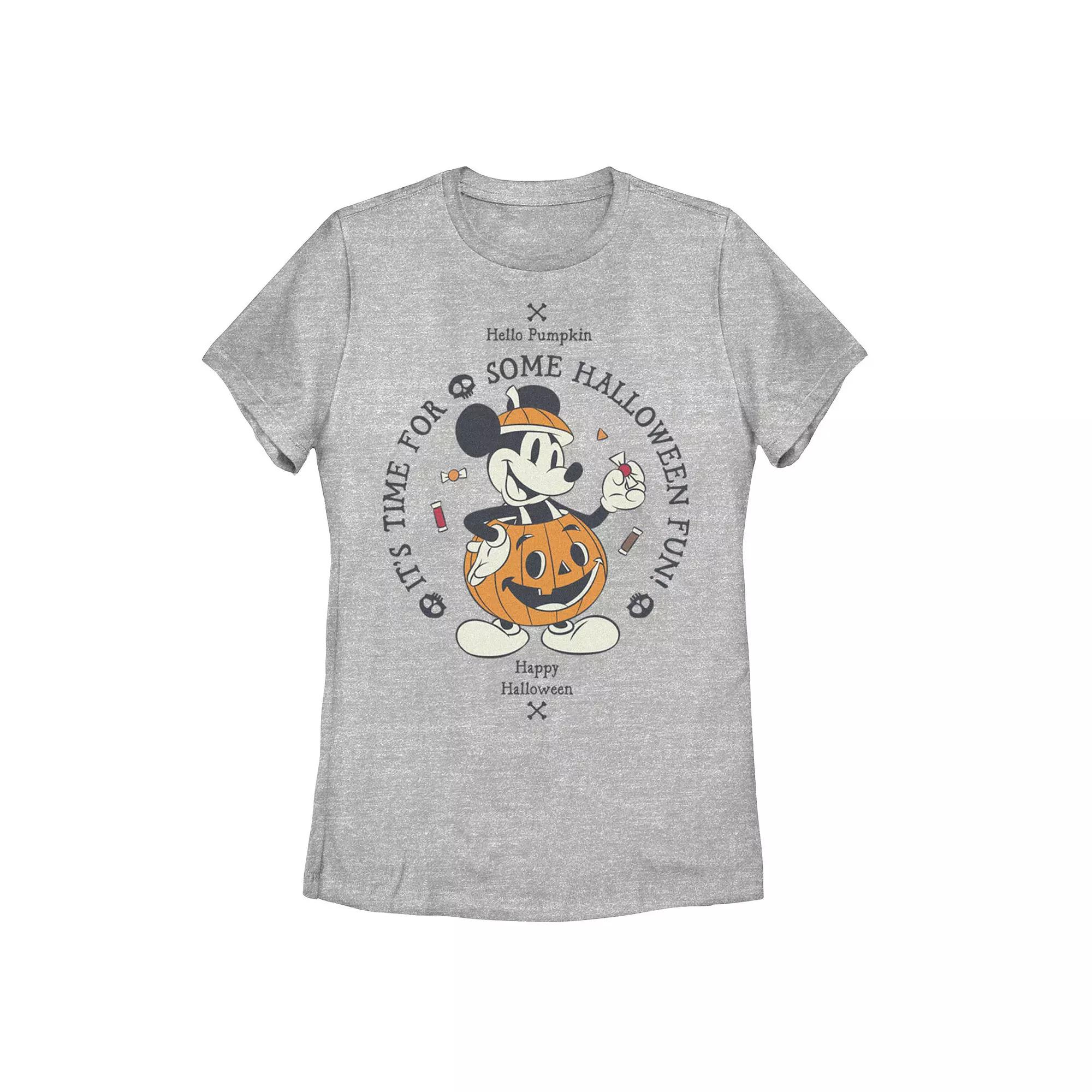 Disney's Mickey Mouse Juniors' Pumpkin Costume Halloween Fun Graphic Tee, Girl's, Size: XXL, Athletic Grey Product Image